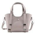 Borsa a mano viola chiaro con trama litchi, tracolla regolabile e dettagli argento - Senza Ciondolo / Grigio