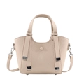 Borsa beige in pelle a grana con finiture argentate e tracolla regolabile versatile - Senza Ciondolo / Bianco Sporco