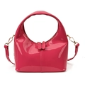 Bolso de mano fucsia brillante con cremallera doble y correa ajustable de mujer - Rosa