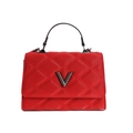 Sac à main matelassé rouge chic avec fermoir en V et poignée supérieure pour femme - Rouge