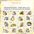 Set di 4 fogli di adesivi PET impermeabili Sunny Civet Cat con gatti e girasoli - Gatto Dragon Li Solare