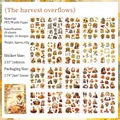 20 sheets of PET autumn harvest stickers featuring sunflowers and vintage botanical motifs - Abundant Harvest
