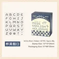 Vintage 30-piece wooden alphabet and symbol stamp set with rubber surface for DIY crafts - English Holidays