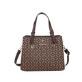 Borsa tote marrone con stampa monogramma wm e logo a forma di canguro dorato - Marrone MM