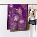 Sciarpa artistica viola stile pittura a olio con rose dorate e frange in finto cashmere - Stile Rosa Pittura a Olio Viola (YH-119) / 65*180CM