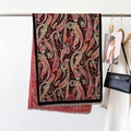 Winter paisley pashmina shawl with tassel fringe in vintage red and black tones - Red Paisley (YH-115-Red)