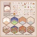 3D Panda House miniature DIY sticker set with 12 PET and cardstock sheets for scrapbooking - Panda House Collection Set