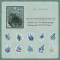 Waterproof PET botanical stickers set featuring 10 blue and green leaf vine designs - Vine Love