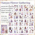 Purple themed Yunyao Flower Gathering PET sticker set with 20 unique character designs - Flower Collection (Purple Theme)