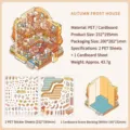 Set d'autocollants 3D pour maison miniature DIY avec feuilles PET et carte scène - Maison du Givre d'Automne