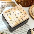 Set de 30 sellos de madera retro con letras del alfabeto de pino y caucho para manualidades - Ritmo Inglés