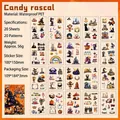 Set de pegatinas impermeables PET Halloween Castle con calabazas, fantasmas y gatos negros - Bromista de dulces