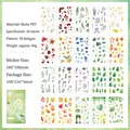 Floral PET stickers featuring assorted botanical designs for DIY journals and scrapbooking - Appreciating Nature Series - Green Falling Colors (20 Sheets)
