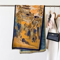 Chinese style winter digital print faux cashmere scarf with tassels in yellow and blue - 65*180CM / Yellow