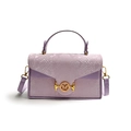 Sac boîte lavande à relief serpent avec boucle M dorée et poignée supérieure - Violet