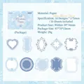 Blue vintage decorative paper frame stickers with floral lace patterns, 30 pieces set - Blue Dawn