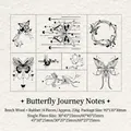 Retro Schmetterling Holzstempel Set aus Buchenholz für DIY Scrapbooking Dekoration - Schmetterling Reise Notizen