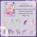 Wisteria theme PET flower stickers set with 20 pieces in purple watercolor floral design - Wisteria Ripples