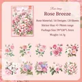 Autocollants fleurs PET Rose Breeze, lot de 20 décalcomanies florales pour journaux - Brise de Rose
