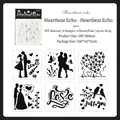 Set di 6 stencil in PET con cuori e sagome per pittura fai-da-te, misura 100x100mm - Eco del Battito Cardiaco