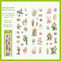 Set di 6 fogli di adesivi in PET con succulente ad acquerello per diari naturalistici - Primavera dalla Pietra (Tema Piante Grasse)