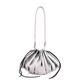 Borsa a secchiello plissettata argento con finitura metallizzata e coulisse - Argento