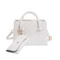 Sac bandoulière blanc matelassé avec sangle réglable et petit porte-monnaie assorti - Blanc