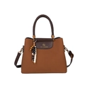 Braune Vintage Handtasche aus Kunstleder mit geflochtenen Griffen und Anhänger - Mit Anhänger / Braun