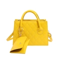Sac à main jaune matelassé en similicuir avec pochette enveloppe assortie - Jaune