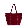 Rode fluwelen tote bag met zilveren studs en grote capaciteit voor dames - Rood