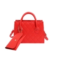 Sac cabas matelassé rouge cerise avec mini pochette assortie et bandoulière réglable - Rouge