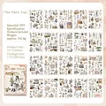 Tea Party Journal PET sticker book with 20 vintage lifestyle girl character sheets - Tea Party Log