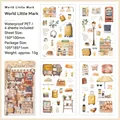 Set di 4 fogli di adesivi decorativi in PET impermeabili con illustrazioni viaggio - Marcatori del Mondo