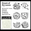 Set di 6 stencil in PET bianco con animali marini tra cui delfini e balene - Sogno dell'Oceano