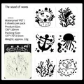 Set di 6 stencil in PET impermeabili a tema marino con conchiglie e coralli per pittura - Suono delle Onde