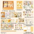 Set regalo cancelleria girasole vintage con taccuino A6 e adesivi in PET - Amore di fiordaliso