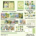 Set regalo cancelleria vintage tema giardino verde con taccuino A6 e vari adesivi - Note di gardenia