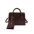 Sac à main matelassé marron foncé en cuir PU avec mini pochette assortie et anse - Marron
