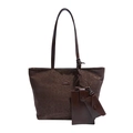 Große Shopper Tasche mit braunem Leopardenmuster, 3-teiliges Set mit Kartenetui - Set (Haupttasche + Kartenhalter + Münzfach) / Braun