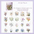 Set di 40 adesivi floreali in PET impermeabili con 20 design di bouquet vintage unici - Poesia della Rima Floreale