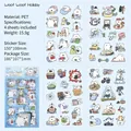 Cute white puppy decorative stickers for pet lovers, waterproof PET material, 4 sheets - Dog Holiday Theme