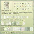 Vintage floral stationery set with stickers and papers in various sizes and materials - Mountain Mist Letter (Green)