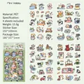 Cartoon cat PET stickers set Mimi Holiday theme 4 sheets for journal scrapbooking - Cat Holiday Theme