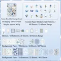 Blue vintage scrapbook kit with flower and butterfly stickers on a soft blue background - Blue Mist Sweet (Blue)
