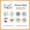 Vintage floral wooden stamp set with 8 pieces for creative scrapbooking decor - Flower Mail