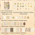 Vintage floral scrapbooking kit with 100 stickers and decorative papers in autumn tones - Autumn Flower Dream (Yellow)