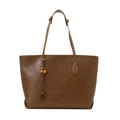 Vintage brown oil wax leather tote bag with tassel decor and large capacity for women - No Pendant / Brown