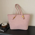 Sac fourre-tout en daim rose givré avec ferrures dorées et fines bandoulières - Sans Pendentif / Rose