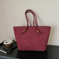 Sac fourre-tout vintage rouge foncé effet givré avec boucles en métal doré - Sans Pendentif / Rouge