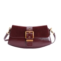 Borsa a spalla bordeaux in pelle opaca con fibbia quadrata dorata ed elegante - Rosso